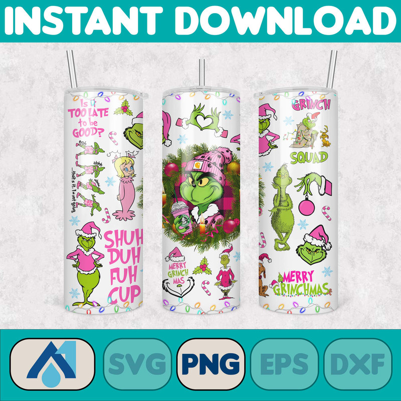 Pink Boujee Christmas Leopard 20oz Tumbler Design Png, Stanley Christmas Retro 20oz Straight And Tapered Tumbler Wrap Design (22).jpg