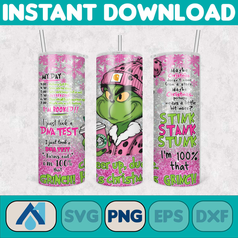 Pink Boujee Christmas Leopard 20oz Tumbler Design Png, Stanley Christmas Retro 20oz Straight And Tapered Tumbler Wrap Design (4).jpg