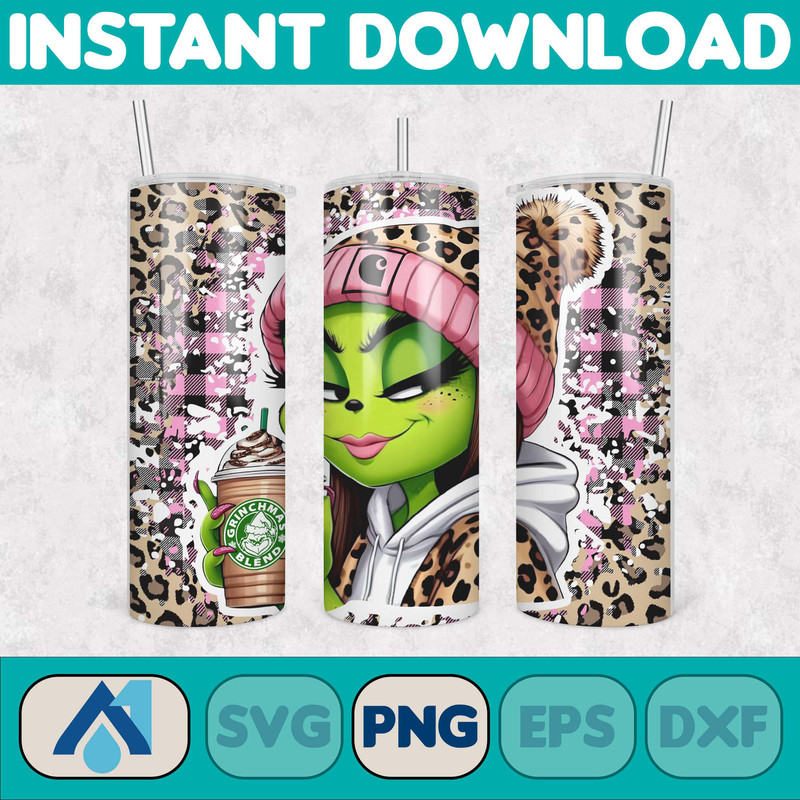 Pink Boujee Christmas Leopard 20oz Tumbler Design Png, Stanley Christmas Retro 20oz Straight And Tapered Tumbler Wrap Design (8).jpg