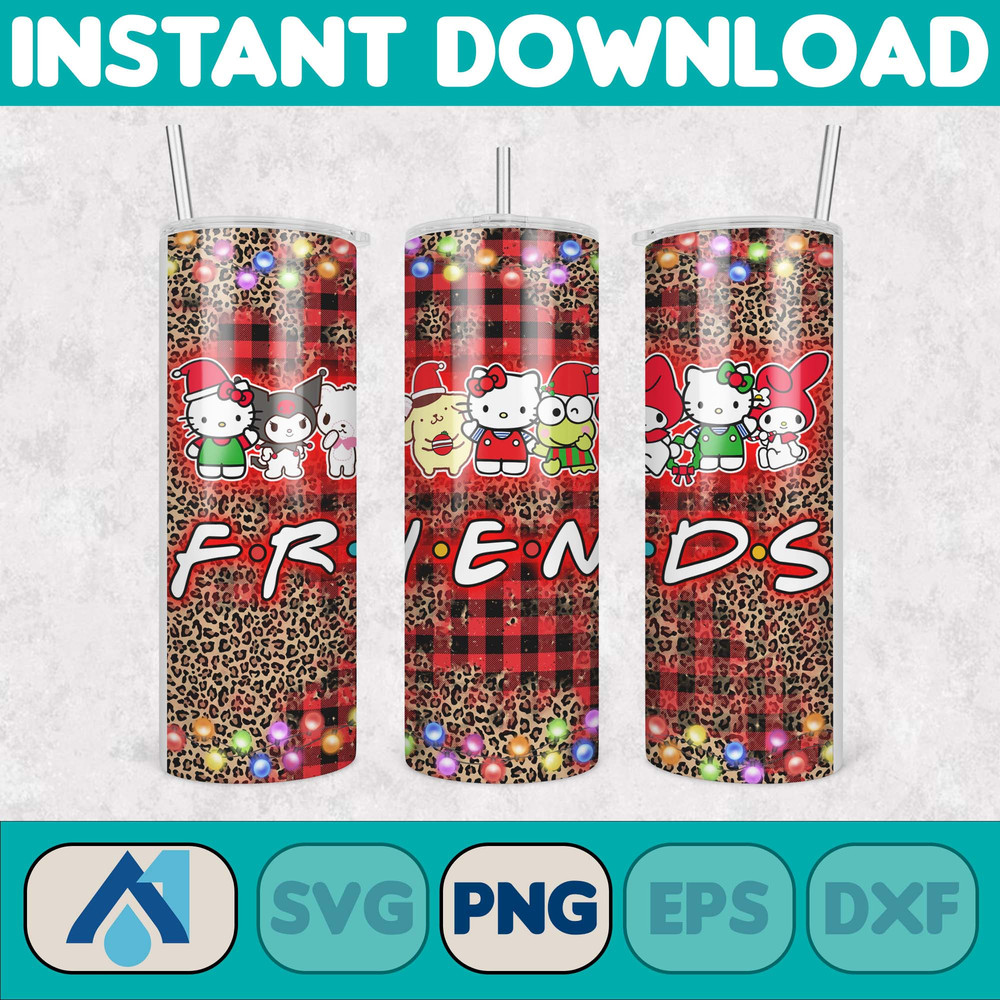 Kitty Christmas Coffee Tumbler, Cartoon Tumbler, Tumbler Wrap, Spring Flower Pink Cat PNG, 20oz Straight Skinny Wrap, Full Tumbler Wrap (1).jpg