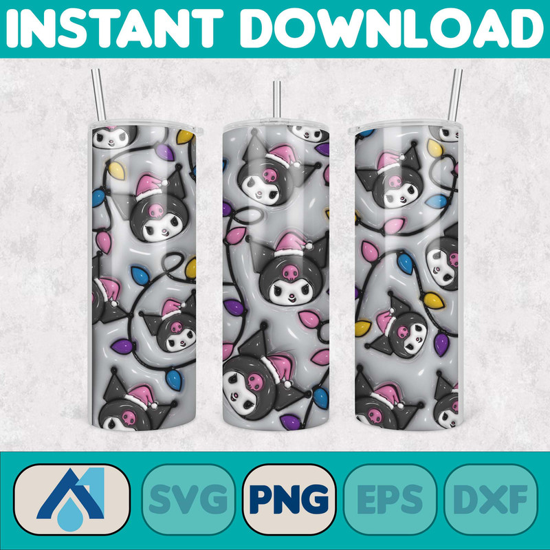 Kitty Christmas Coffee Tumbler, Cartoon Tumbler, Tumbler Wrap, Spring Flower Pink Cat PNG, 20oz Straight Skinny Wrap, Full Tumbler Wrap (20).jpg