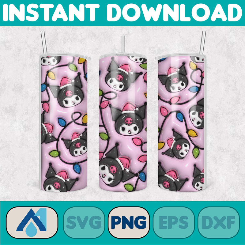 Kitty Christmas Coffee Tumbler, Cartoon Tumbler, Tumbler Wrap, Spring Flower Pink Cat PNG, 20oz Straight Skinny Wrap, Full Tumbler Wrap (21).jpg