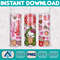 Kitty Christmas Coffee Tumbler, Cartoon Tumbler, Tumbler Wrap, Spring Flower Pink Cat PNG, 20oz Straight Skinny Wrap, Full Tumbler Wrap (24).jpg