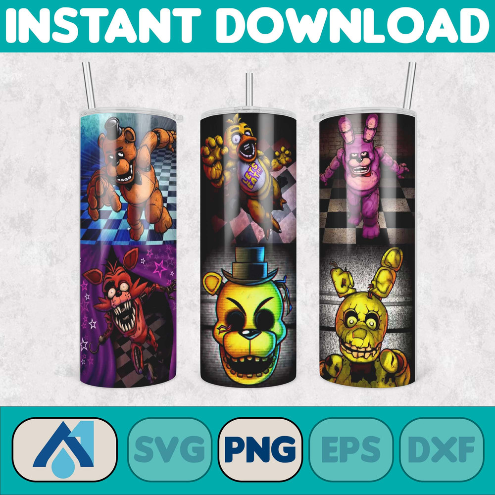 Five Nights At Freddy's Tumbler Wrap, 20 oz Skinny Tumbler Wrap, 20oz Tumbler Png Sublimation Design (20).jpg