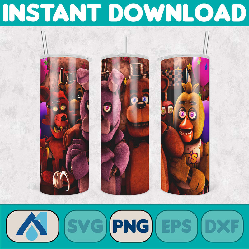 Five Nights At Freddy's Tumbler Wrap, 20 oz Skinny Tumbler Wrap, 20oz Tumbler Png Sublimation Design (3).jpg