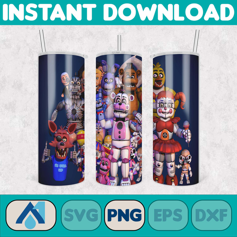 Five Nights At Freddy's Tumbler Wrap, 20 oz Skinny Tumbler Wrap, 20oz Tumbler Png Sublimation Design (6).jpg