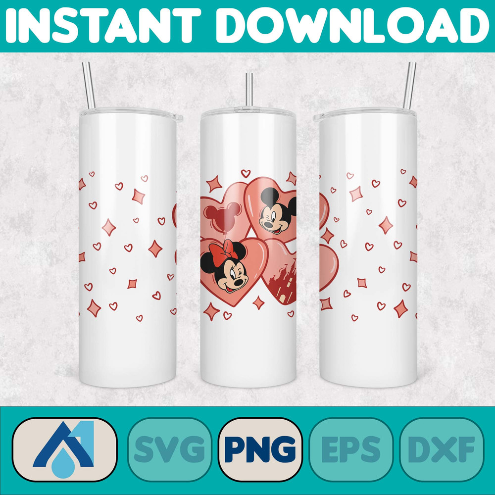 Valentine Cartoon Mouses And Friend 16oz Libbey Glass Wrap Png, Valentine Character Coffee Glass Wrap Png, Valentine Cartoon (5).jpg