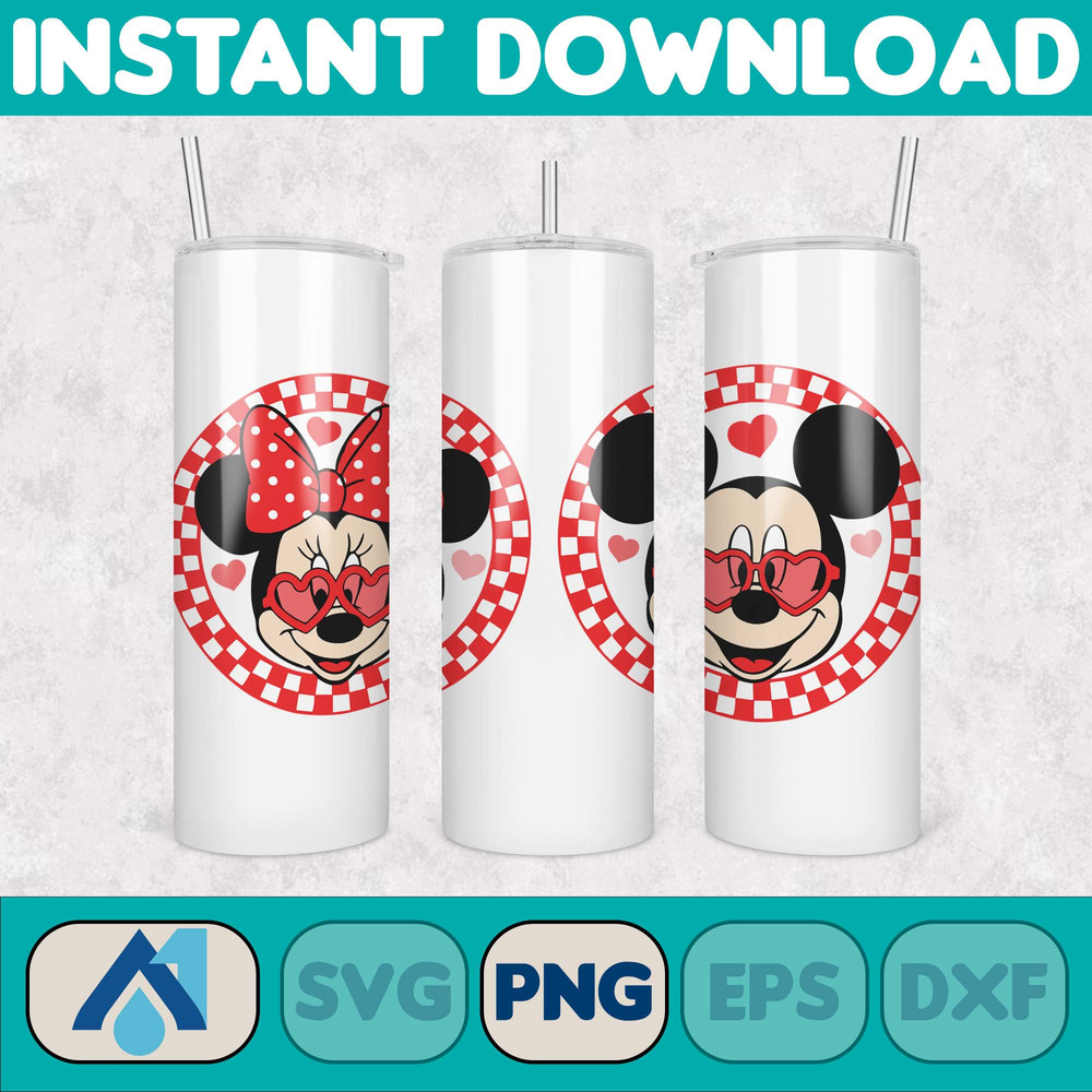 Valentine Cartoon Mouses And Friend 16oz Libbey Glass Wrap Png, Valentine Character Coffee Glass Wrap Png, Valentine Cartoon (7).jpg