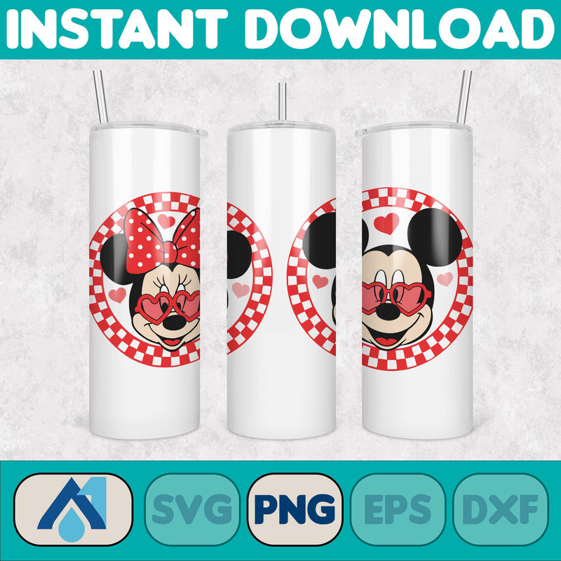 Valentine Cartoon Mouses And Friend 16oz Libbey Glass Wrap Png, Valentine Character Coffee Glass Wrap Png, Valentine Cartoon (7).jpg