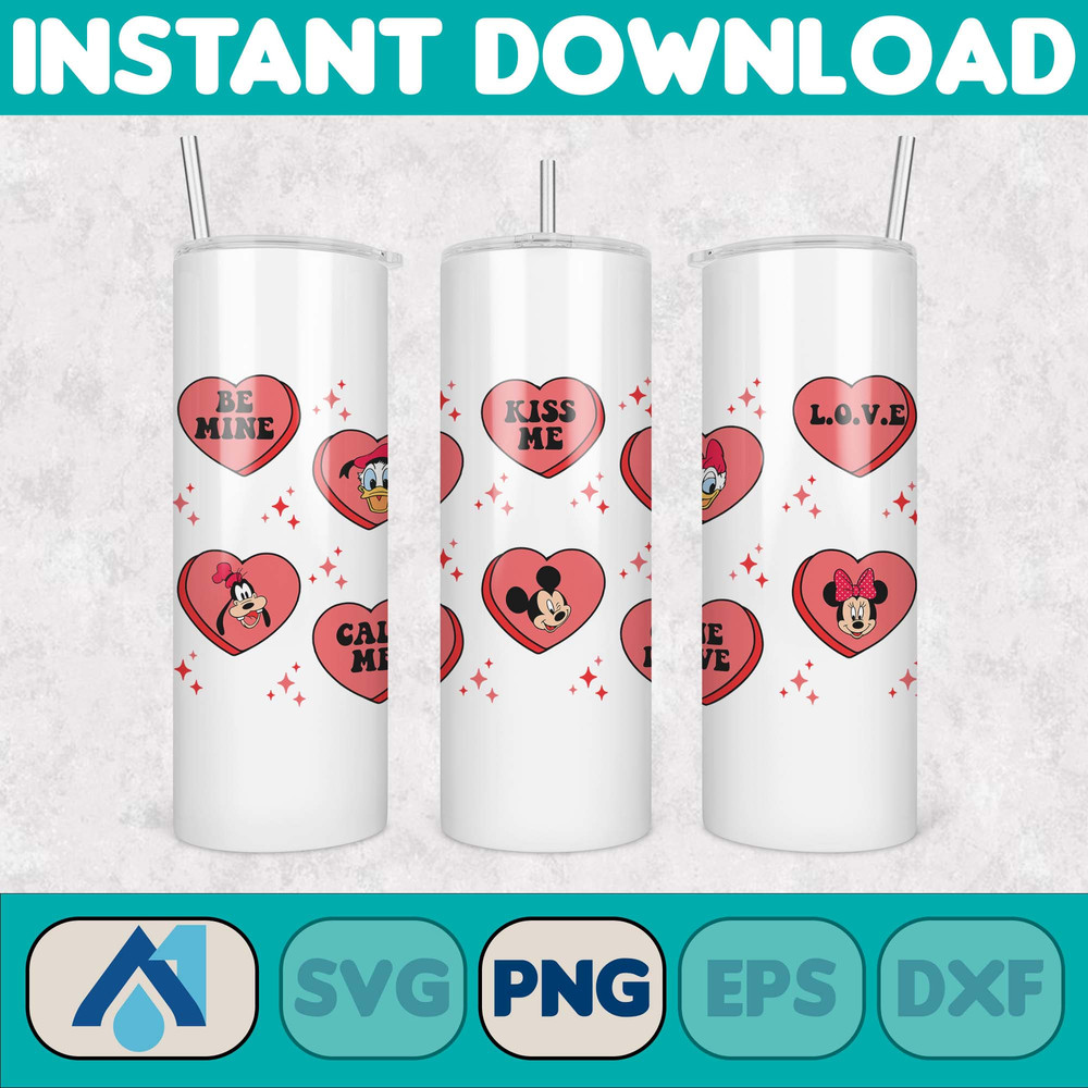 Valentine Cartoon Mouses And Friend 16oz Libbey Glass Wrap Png, Valentine Character Coffee Glass Wrap Png, Valentine Cartoon (8).jpg