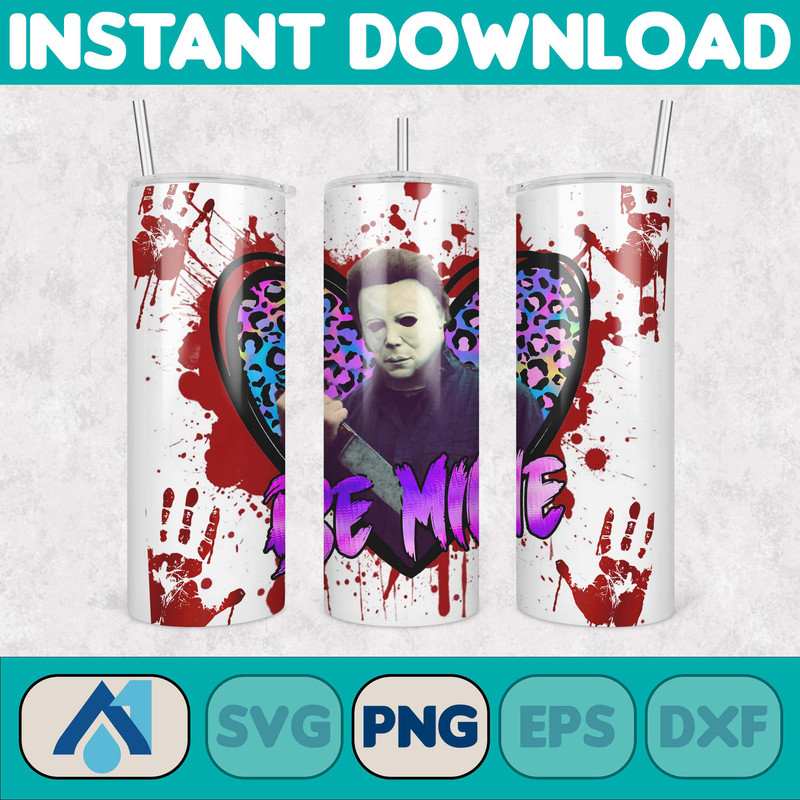 Horror Valentine 20oz Tumbler Design Png, Valentine Horror Movie Killer Skinny Straight And Tapered Tumbler Png (1).jpg