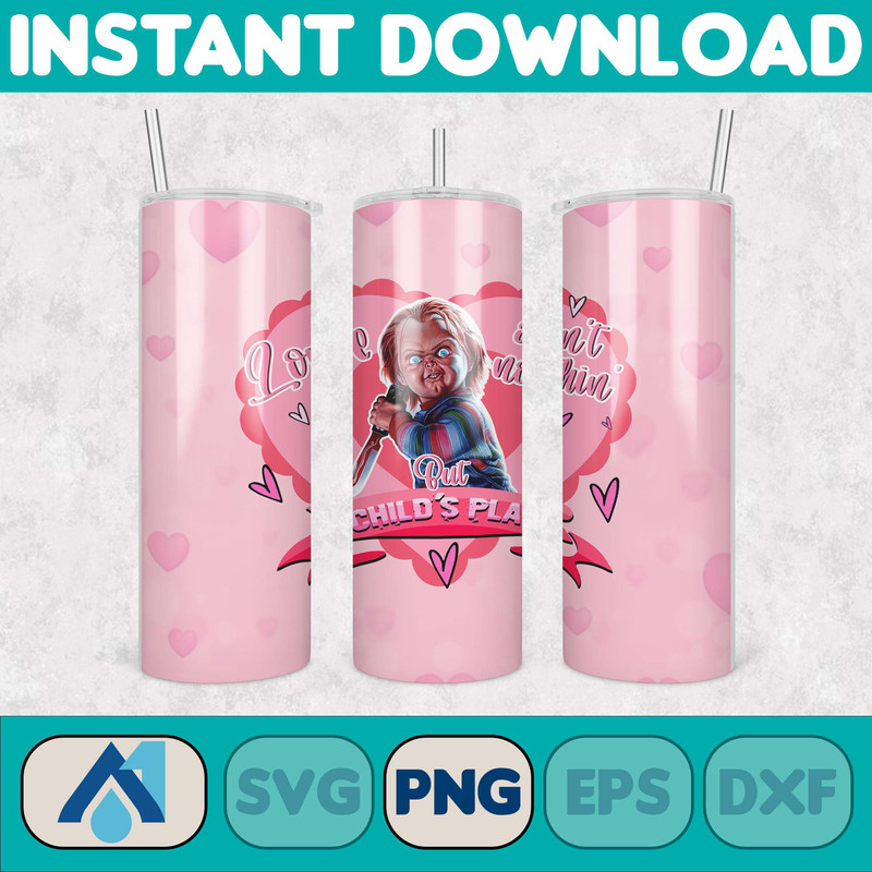 Horror Valentine 20oz Tumbler Design Png, Valentine Horror Movie Killer Skinny Straight And Tapered Tumbler Png (17).jpg