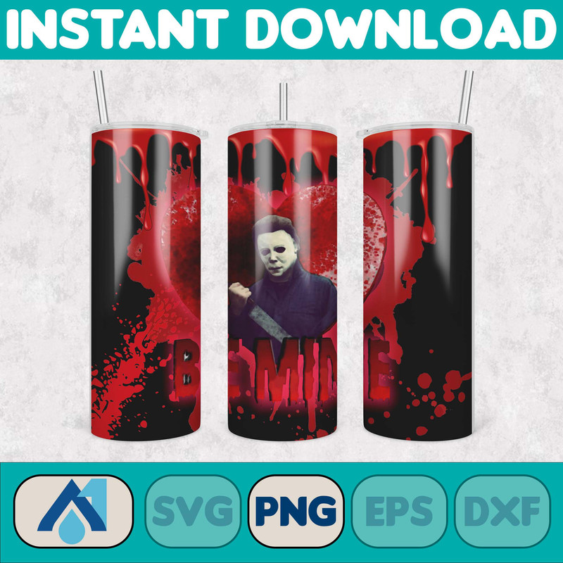 Horror Valentine 20oz Tumbler Design Png, Valentine Horror Movie Killer Skinny Straight And Tapered Tumbler Png (4).jpg