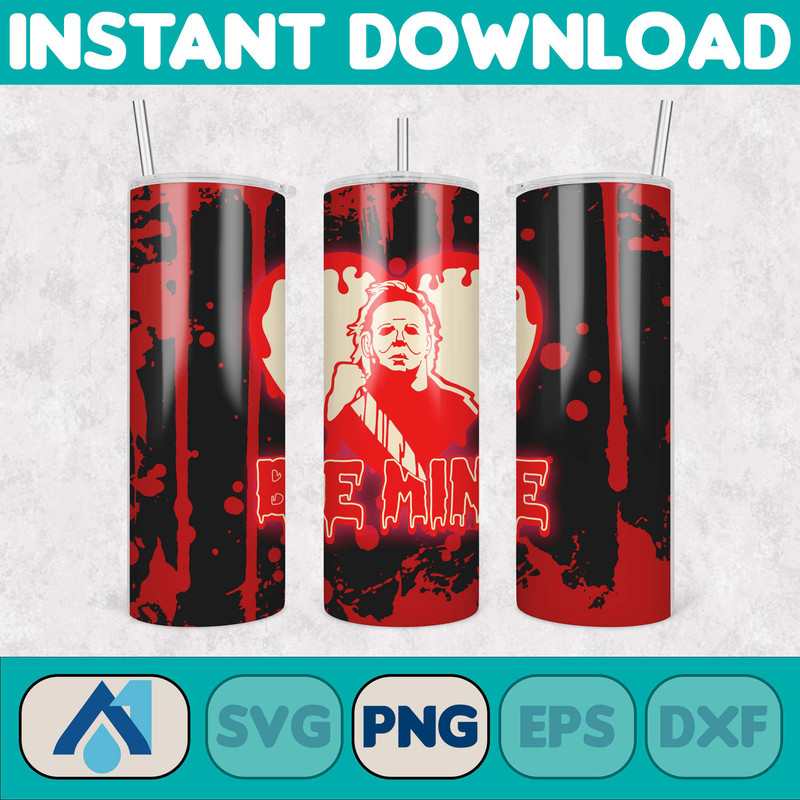 Horror Valentine 20oz Tumbler Design Png, Valentine Horror Movie Killer Skinny Straight And Tapered Tumbler Png (9).jpg