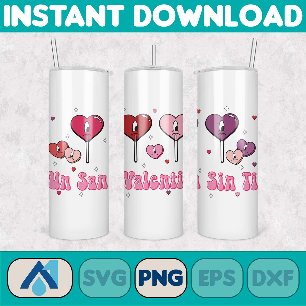 Valentine Bad Bunny Libbey Cup Png, Benito is my Valentine 20 oz Beer Glass Can Wrap, Bad Bunny Sad Heart Kisses Png Beer Glass (1).jpg