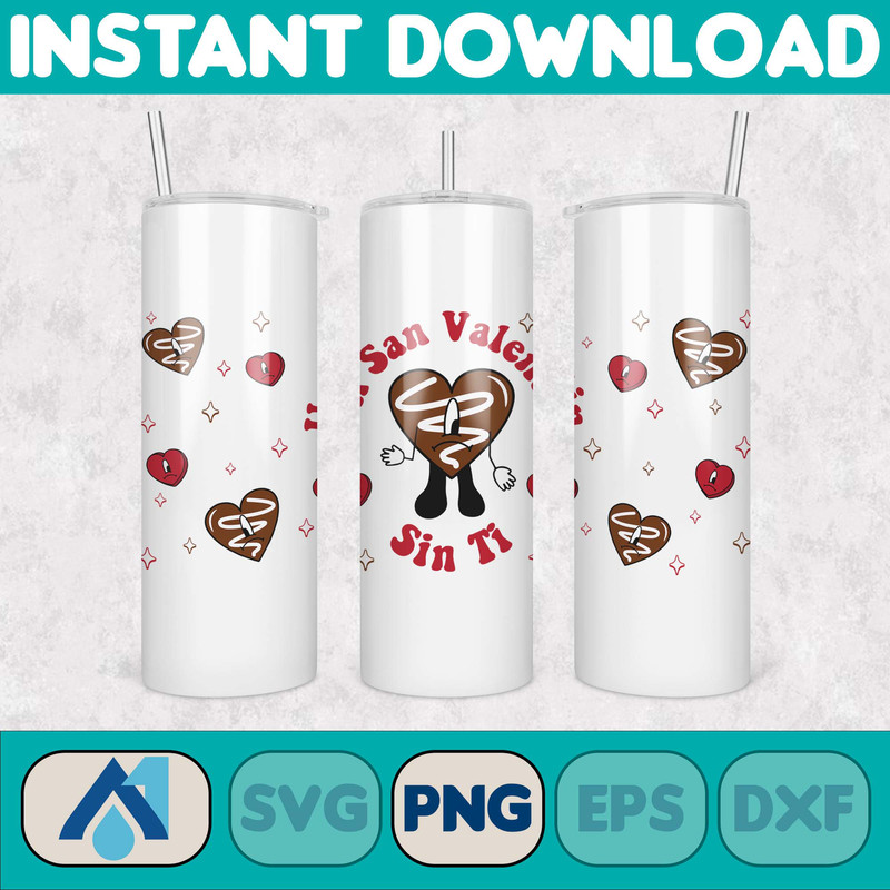 Valentine Bad Bunny Libbey Cup Png, Benito is my Valentine 20 oz Beer Glass Can Wrap, Bad Bunny Sad Heart Kisses Png Beer Glass (10).jpg