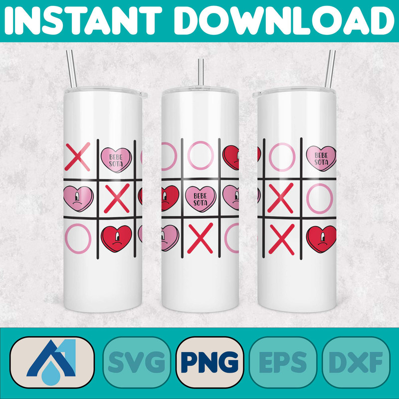 Valentine Bad Bunny Libbey Cup Png, Benito is my Valentine 20 oz Beer Glass Can Wrap, Bad Bunny Sad Heart Kisses Png Beer Glass (13).jpg