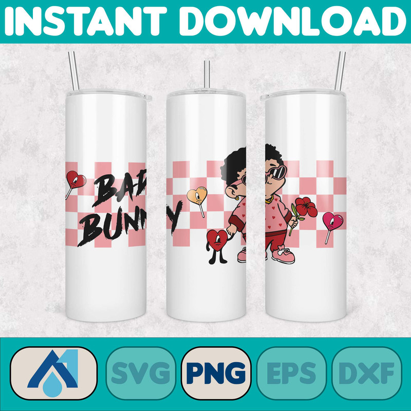 Valentine Bad Bunny Libbey Cup Png, Benito is my Valentine 20 oz Beer Glass Can Wrap, Bad Bunny Sad Heart Kisses Png Beer Glass (2).jpg