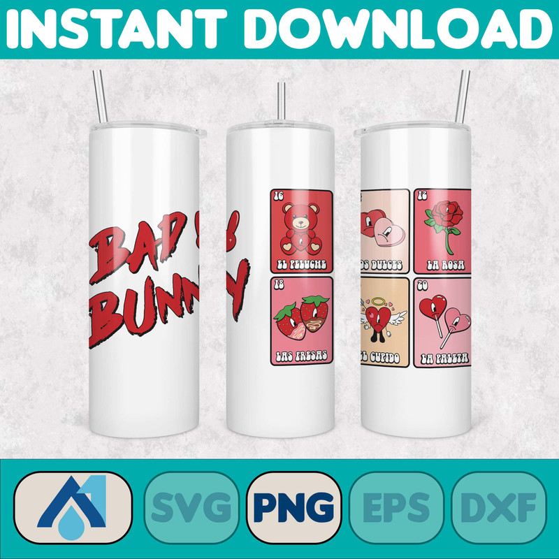 Valentine Bad Bunny Libbey Cup Png, Benito is my Valentine 20 oz Beer Glass Can Wrap, Bad Bunny Sad Heart Kisses Png Beer Glass (21).jpg