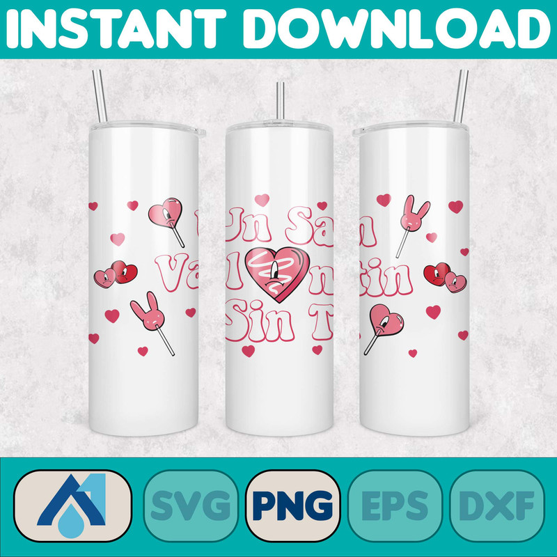 Valentine Bad Bunny Libbey Cup Png, Benito is my Valentine 20 oz Beer Glass Can Wrap, Bad Bunny Sad Heart Kisses Png Beer Glass (3).jpg