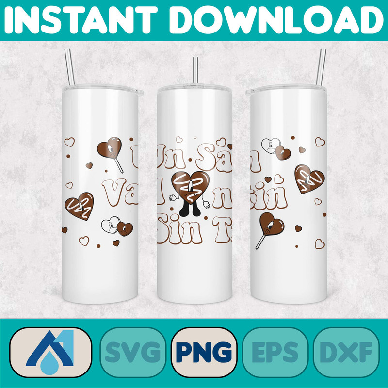 Valentine Bad Bunny Libbey Cup Png, Benito is my Valentine 20 oz Beer Glass Can Wrap, Bad Bunny Sad Heart Kisses Png Beer Glass (6).jpg