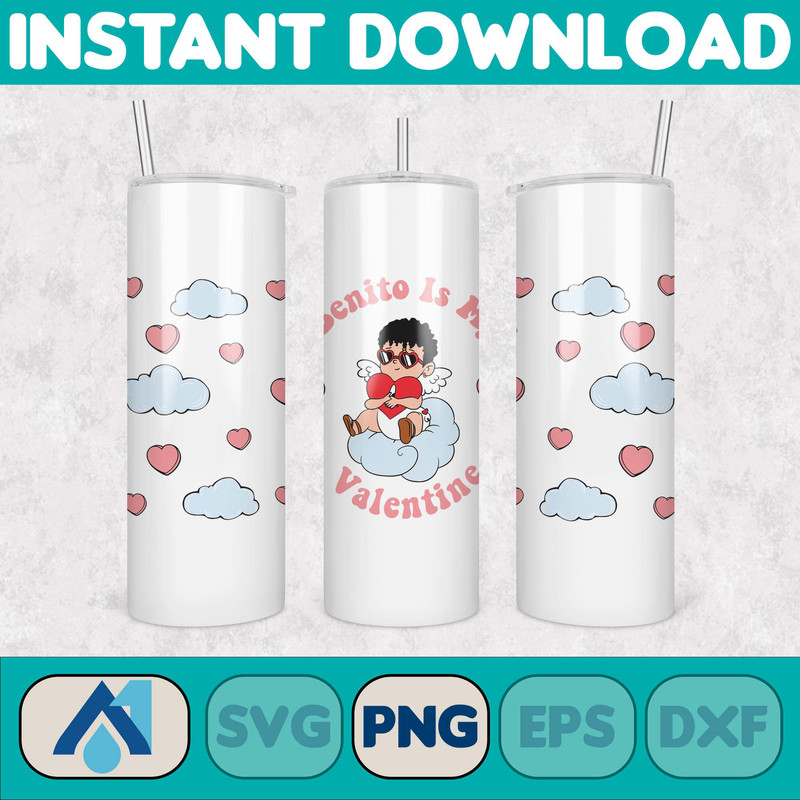 Valentine Bad Bunny Libbey Cup Png, Benito is my Valentine 20 oz Beer Glass Can Wrap, Bad Bunny Sad Heart Kisses Png Beer Glass (7).jpg