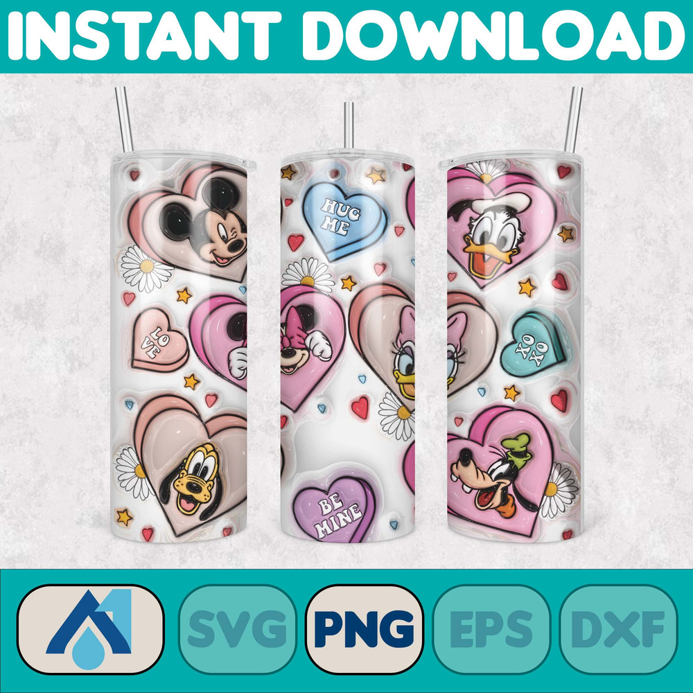Custom Couple Name 3D Cartoon Valentine Tumbler Design PNG, 3D Inflated Valentine Tumbler Wraps, Balloon 20oz Skinny (3).jpg