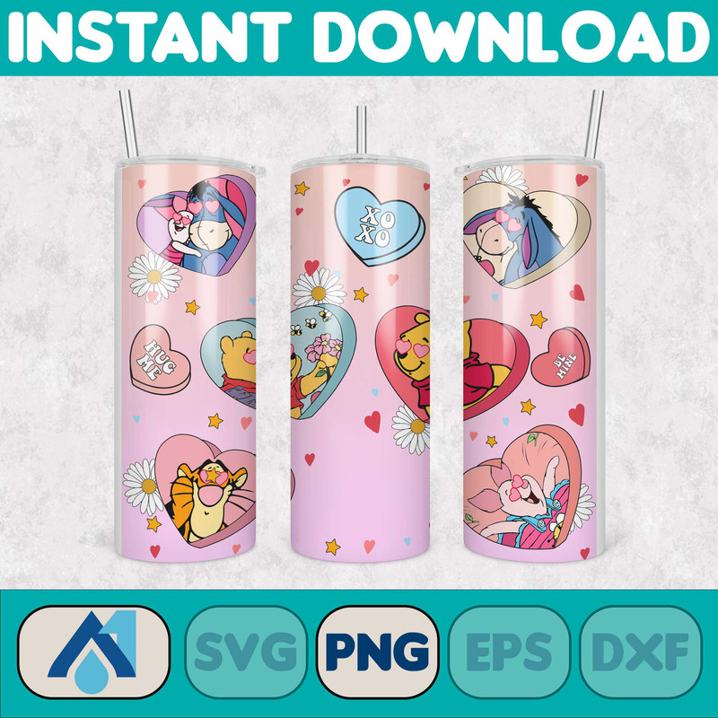 Cartoon Couple Cartoon Valentine Tumbler Design PNG, 3D Inflated Valentine Tumbler Wraps, Balloon 20oz Skinny Tumbler (15).jpg