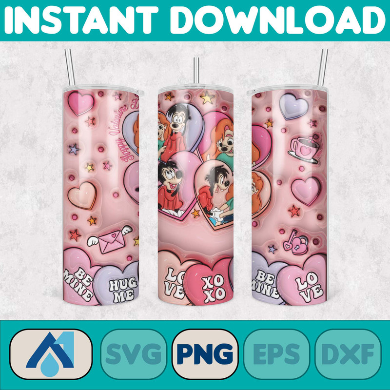 Cartoon Couple Cartoon Valentine Tumbler Design PNG, 3D Inflated Valentine Tumbler Wraps, Balloon 20oz Skinny Tumbler (23).jpg