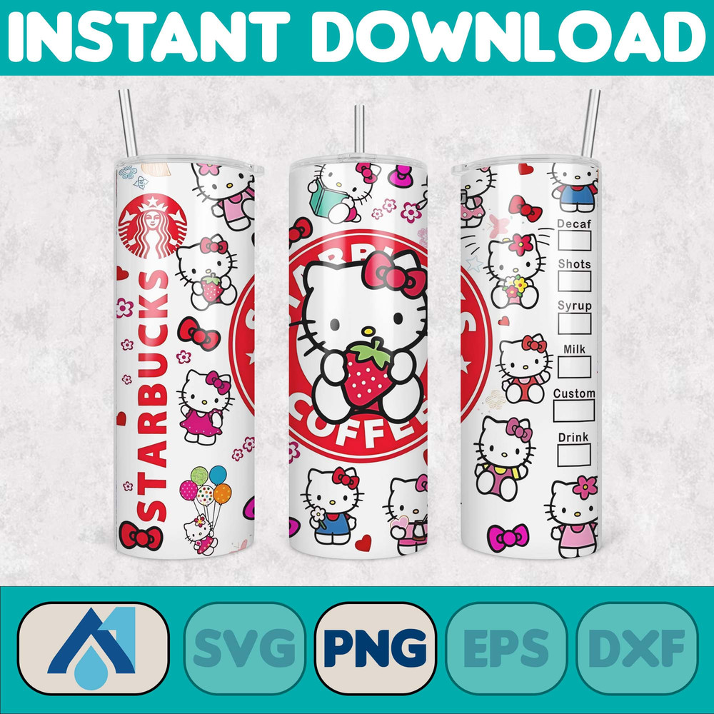 Cartoon Tumbler, Starbucks Tumbler 20oz Skinny Sublimation, Cute Digital Design, PNG Instant Download (10).jpg