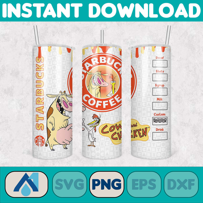 Cartoon Tumbler, Starbucks Tumbler 20oz Skinny Sublimation, Cute Digital Design, PNG Instant Download (2).jpg