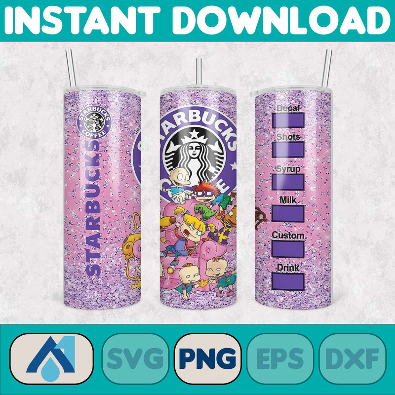 Cartoon Tumbler, Starbucks Tumbler 20oz Skinny Sublimation, Cute Digital Design, PNG Instant Download (25).jpg