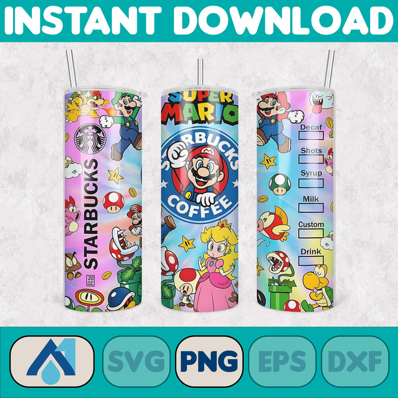 Cartoon Tumbler, Starbucks Tumbler 20oz Skinny Sublimation, Cute Digital Design, PNG Instant Download (3).jpg