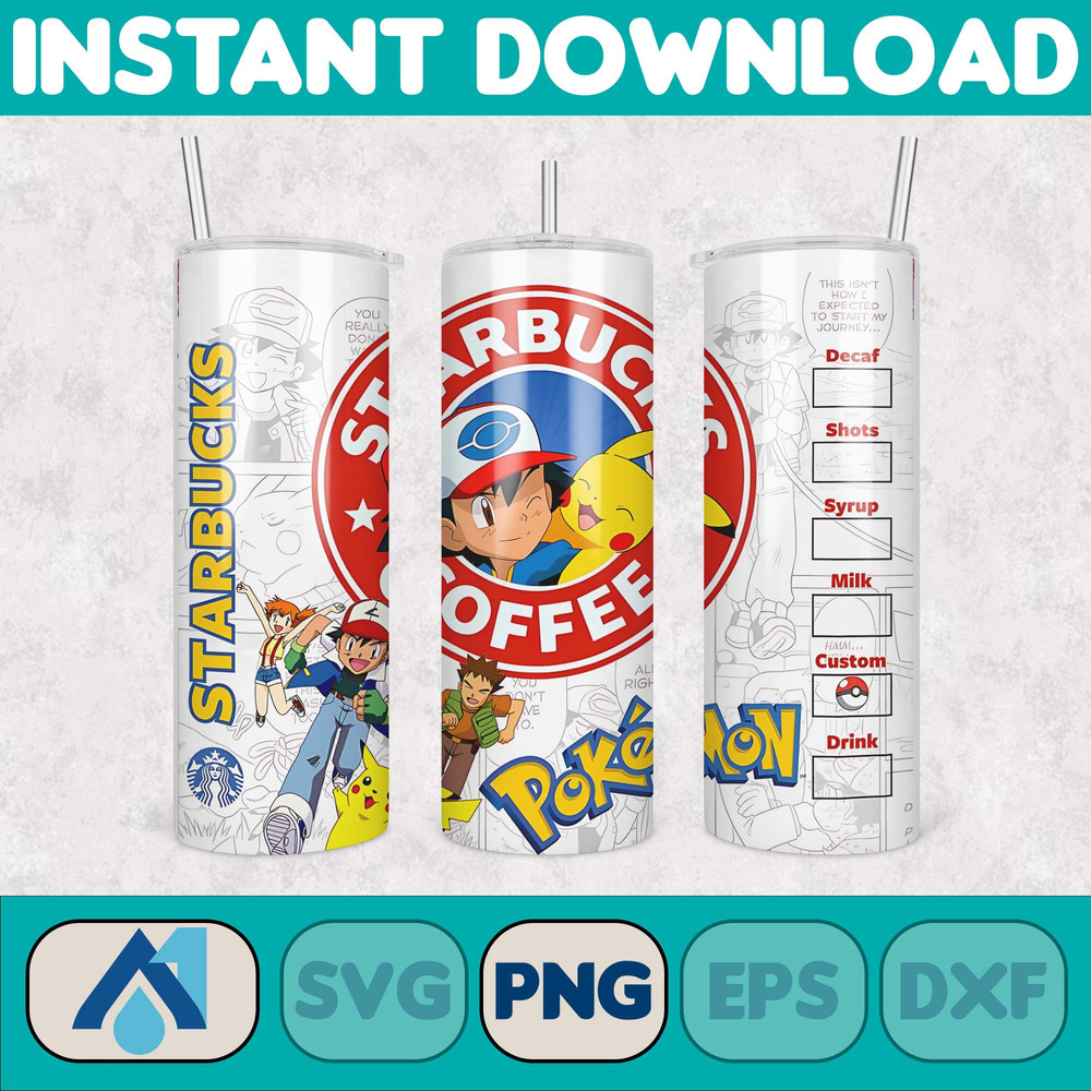 Cartoon Tumbler, Starbucks Tumbler 20oz Skinny Sublimation, Cute Digital Design, PNG Instant Download (41).jpg