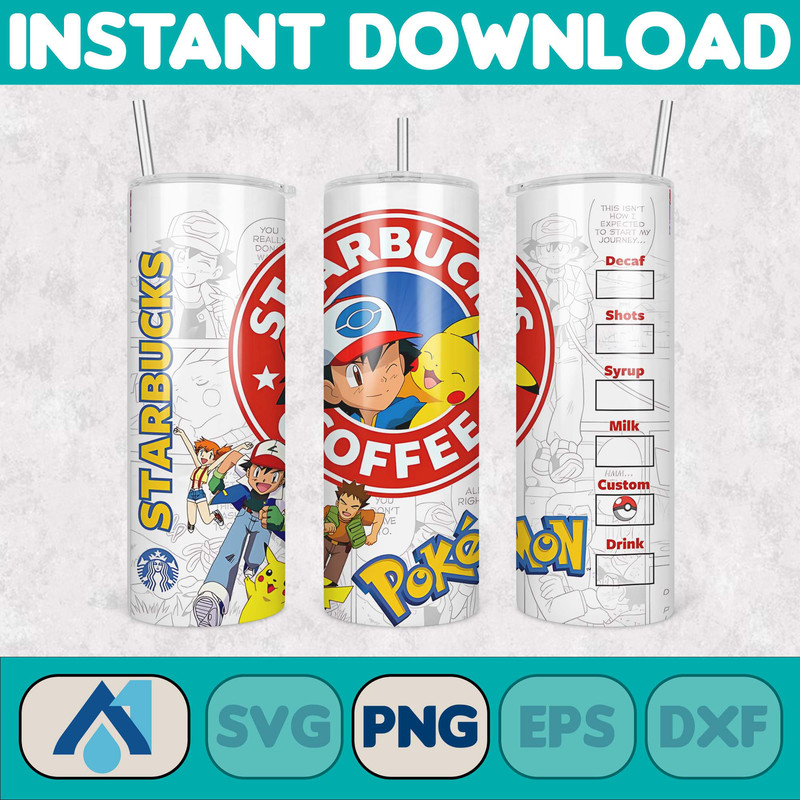 Cartoon Tumbler, Starbucks Tumbler 20oz Skinny Sublimation, Cute Digital Design, PNG Instant Download (41).jpg