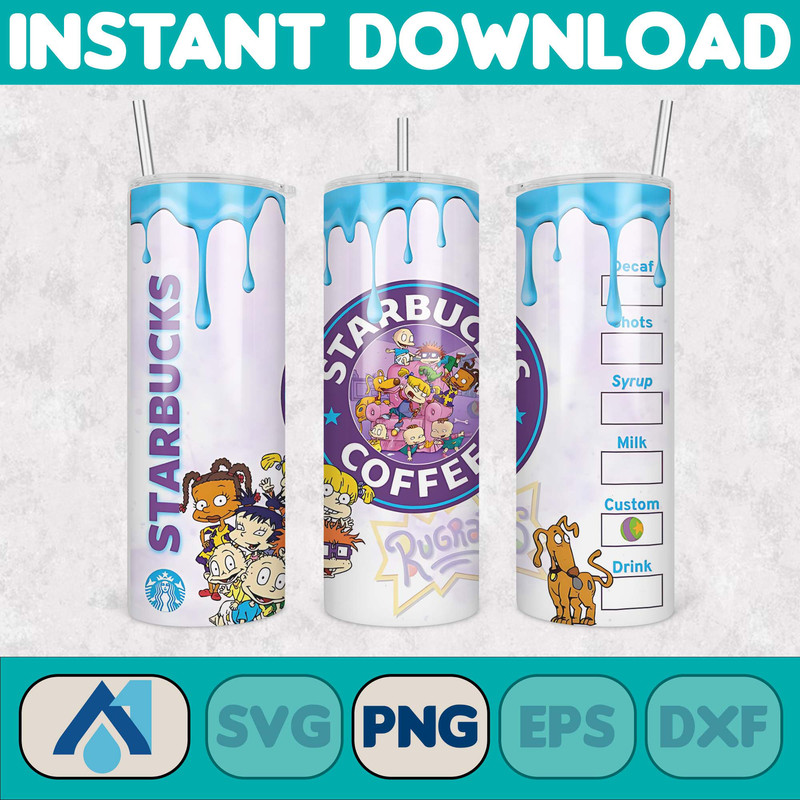 Cartoon Tumbler, Starbucks Tumbler 20oz Skinny Sublimation, Cute Digital Design, PNG Instant Download (46).jpg