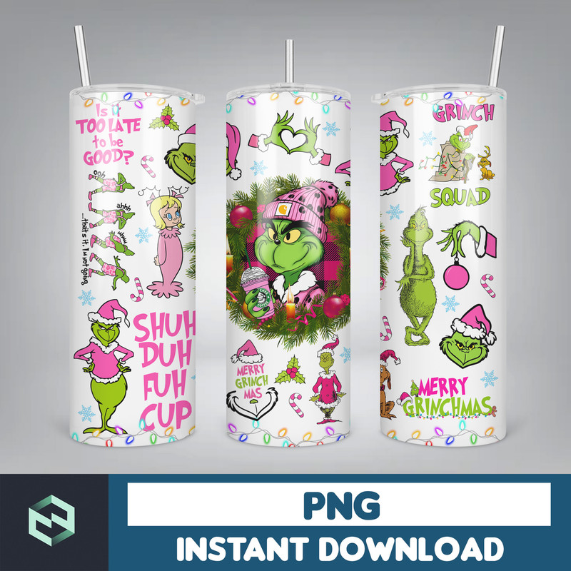 Pink Boujee Christmas Leopard 20oz Tumbler Design Png, Stanley Christmas Retro 20oz Straight And Tapered Tumbler Wrap Design (22).jpg