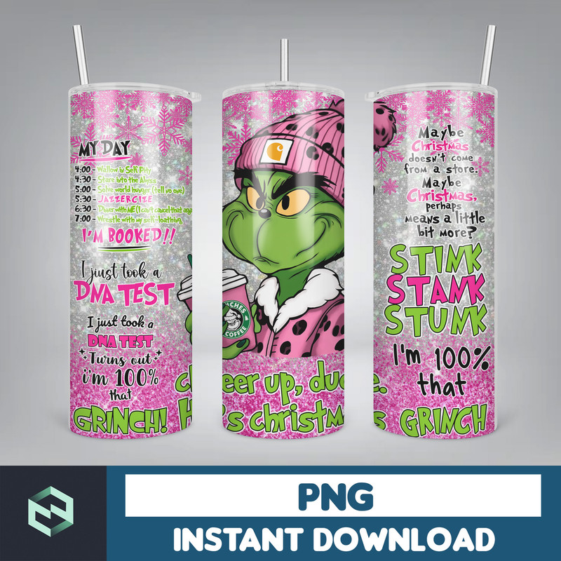 Pink Boujee Christmas Leopard 20oz Tumbler Design Png, Stanley Christmas Retro 20oz Straight And Tapered Tumbler Wrap Design (4).jpg