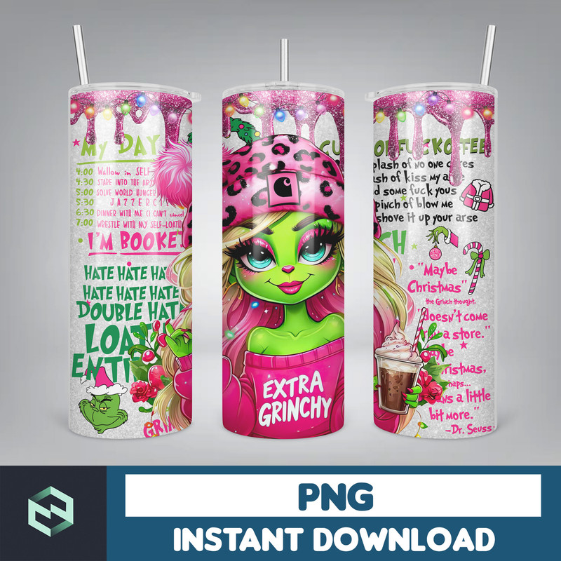 Pink Boujee Christmas Leopard 20oz Tumbler Design Png, Stanley Christmas Retro 20oz Straight And Tapered Tumbler Wrap Design (40).jpg