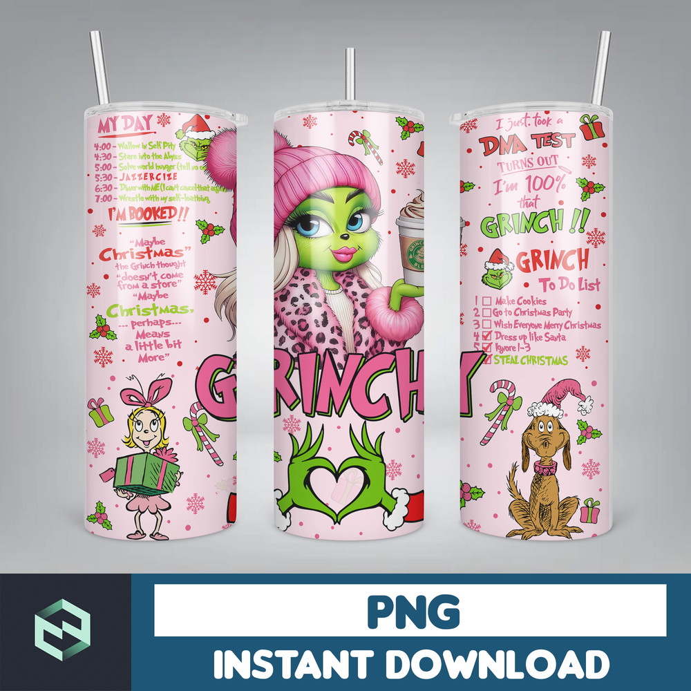 Pink Boujee Christmas Leopard 20oz Tumbler Design Png, Stanley Christmas Retro 20oz Straight And Tapered Tumbler Wrap Design (44).jpg