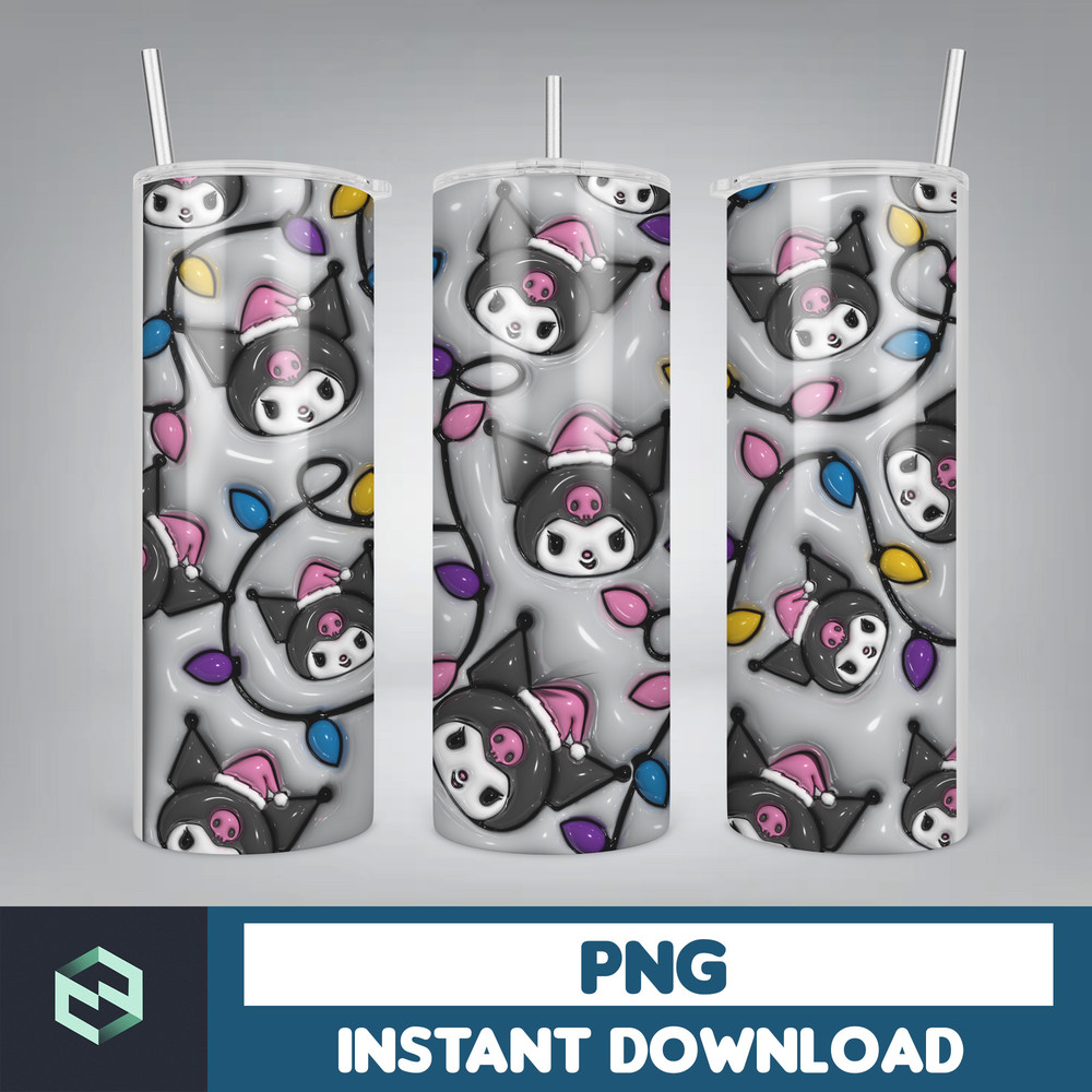 Kitty Christmas Coffee Tumbler, Cartoon Tumbler, Tumbler Wrap, Spring Flower Pink Cat PNG, 20oz Straight Skinny Wrap, Full Tumbler Wrap (20).jpg