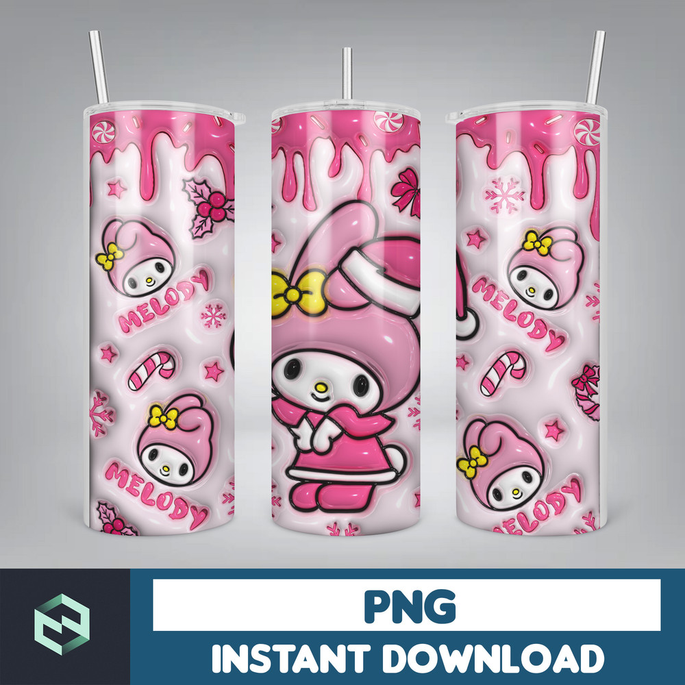 Kitty Christmas Coffee Tumbler, Cartoon Tumbler, Tumbler Wrap, Spring Flower Pink Cat PNG, 20oz Straight Skinny Wrap, Full Tumbler Wrap (23).jpg