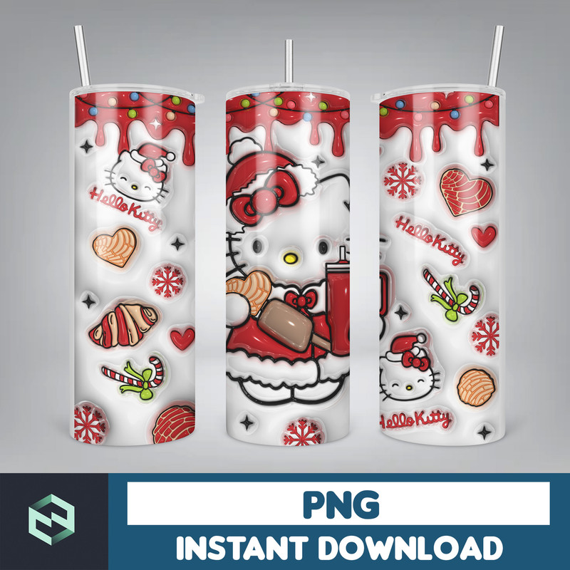 Kitty Christmas Coffee Tumbler, Cartoon Tumbler, Tumbler Wrap, Spring Flower Pink Cat PNG, 20oz Straight Skinny Wrap, Full Tumbler Wrap (4).jpg