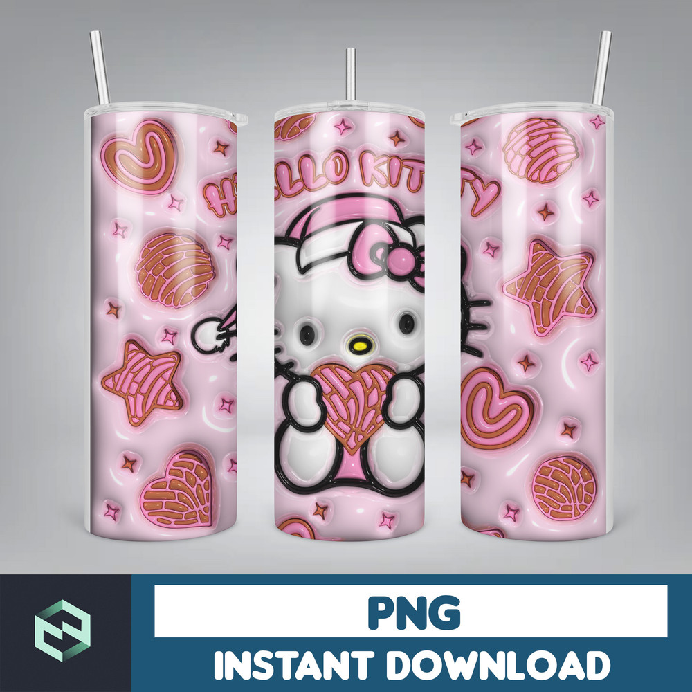 Kitty Christmas Coffee Tumbler, Cartoon Tumbler, Tumbler Wrap, Spring Flower Pink Cat PNG, 20oz Straight Skinny Wrap, Full Tumbler Wrap (8).jpg