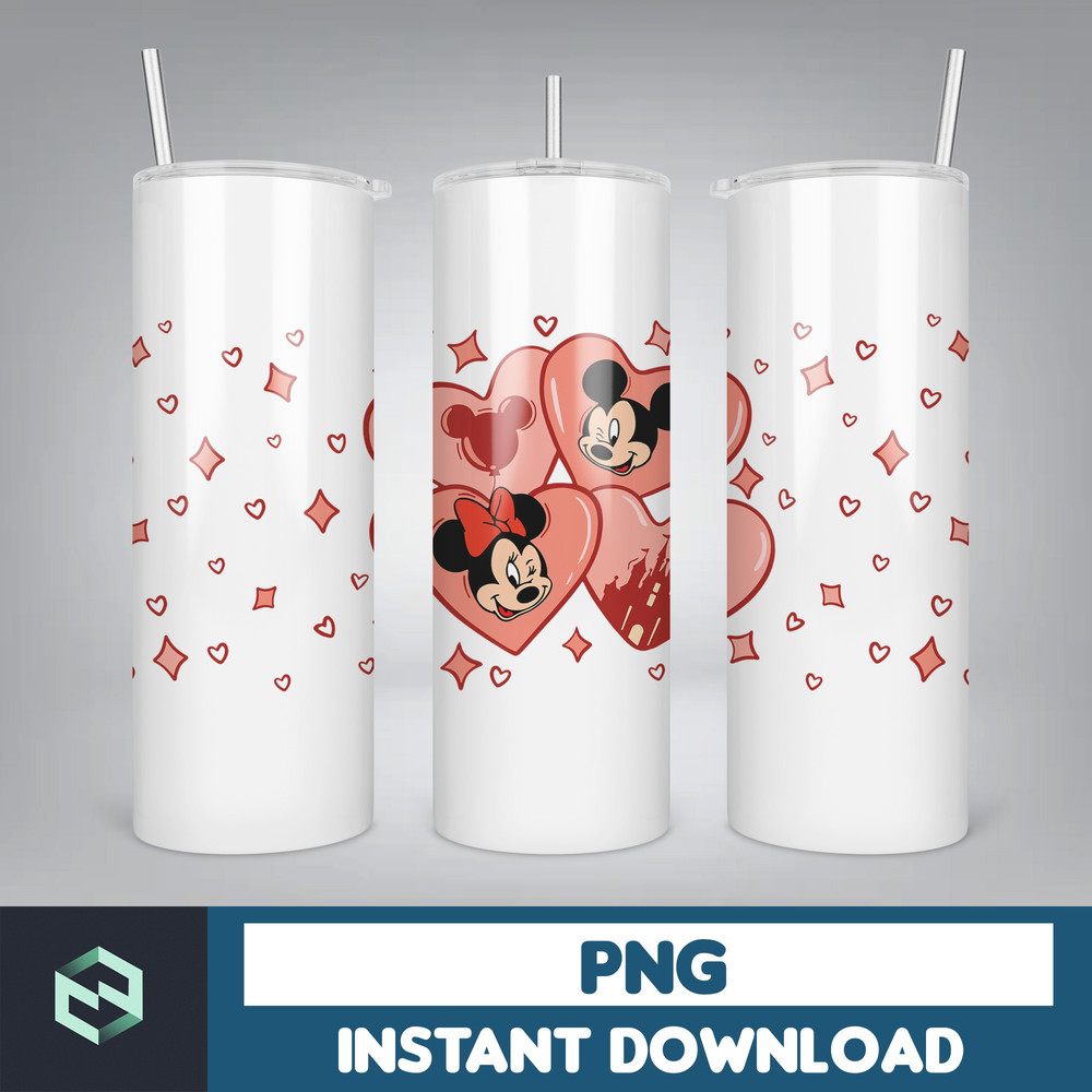 Valentine Cartoon Mouses And Friend 16oz Libbey Glass Wrap Png, Valentine Character Coffee Glass Wrap Png, Valentine Cartoon (5).jpg