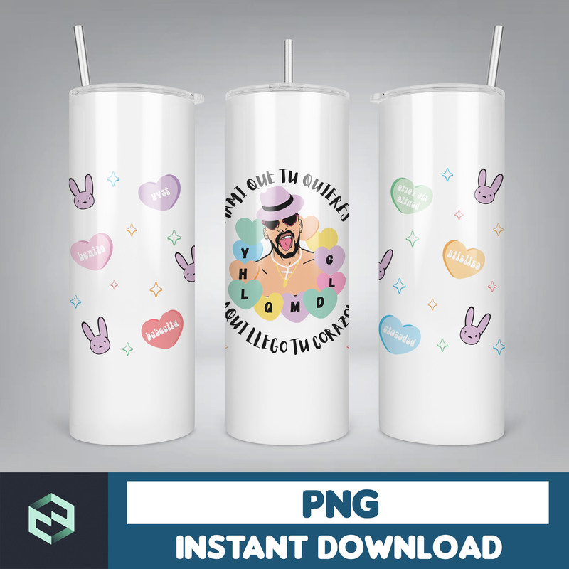 Valentine Bad Bunny Libbey Cup Png, Benito is my Valentine 20 oz Beer Glass Can Wrap, Bad Bunny Sad Heart Kisses Png Beer Glass (9).jpg