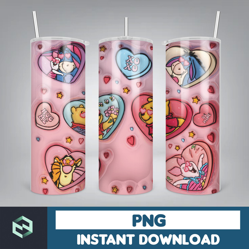Cartoon Couple Cartoon Valentine Tumbler Design PNG, 3D Inflated Valentine Tumbler Wraps, Balloon 20oz Skinny Tumbler (5).jpg