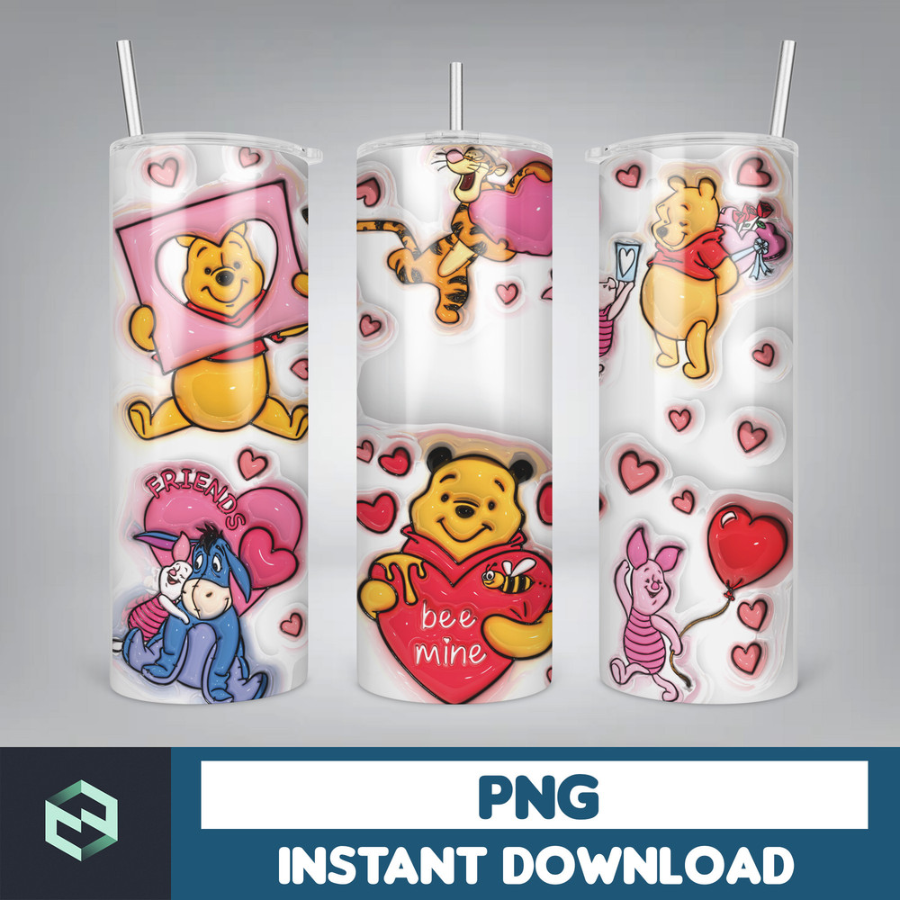 Cartoon Couple Cartoon Valentine Tumbler Design PNG, 3D Inflated Valentine Tumbler Wraps, Balloon 20oz Skinny Tumbler (6).jpg