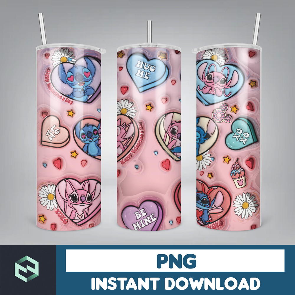 Cartoon Couple Cartoon Valentine Tumbler Design PNG, 3D Inflated Valentine Tumbler Wraps, Balloon 20oz Skinny Tumbler (7).jpg