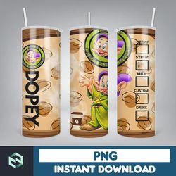 cartoon tumbler, starbucks tumbler 20oz skinny sublimation, cute digital design, png instant download (30)